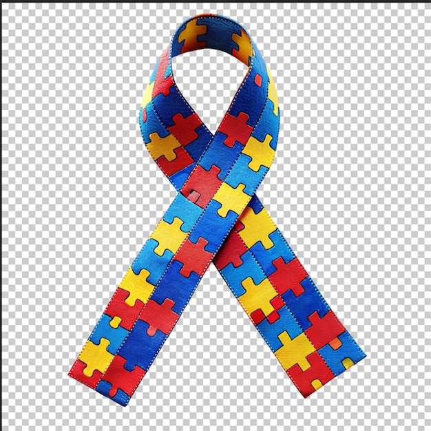 World autism awareness day Blue ribbon with colorful puzzles vector background Symbol of autism Medical flat illustration Health care