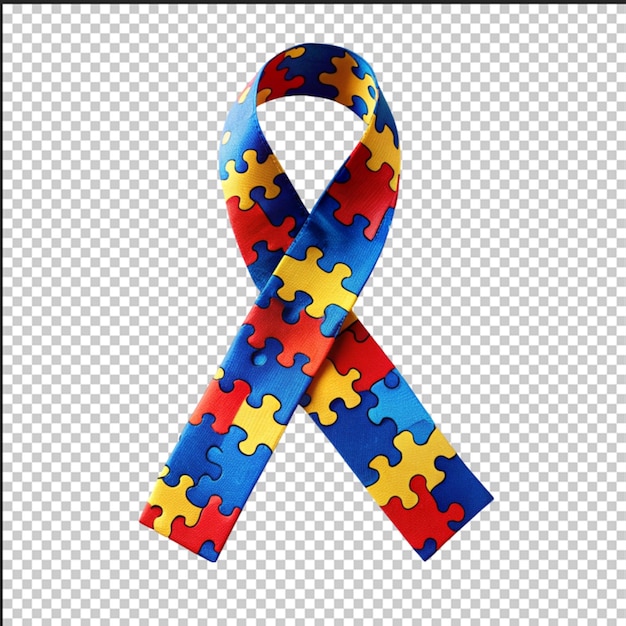 World autism awareness day Blue ribbon with colorful puzzles vector background Symbol of autism Medical flat illustration Health care