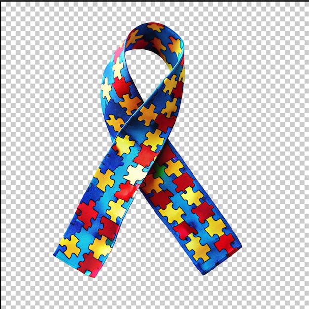 World autism awareness day Blue ribbon with colorful puzzles vector background Symbol of autism Medical flat illustration Health care