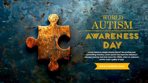 PSD world autism awareness day social media post banner design template with colorful puzzle