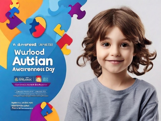 World autism awareness month card and media social post banner design template