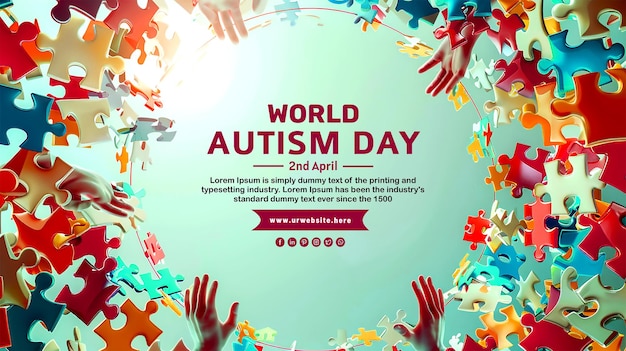 World autism awareness month card and media social post banner design template