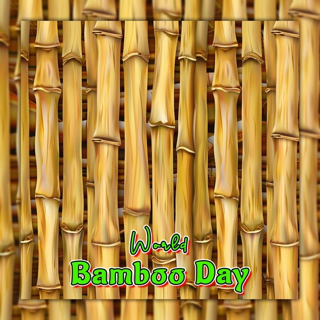 PSD world bamboo day nature bamboo branches with rain drops for social media post design