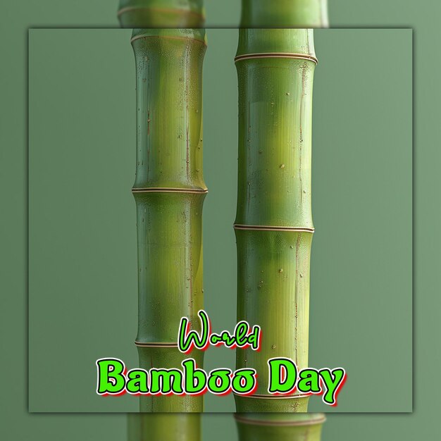 PSD world bamboo day nature bamboo branches with rain drops for social media post design