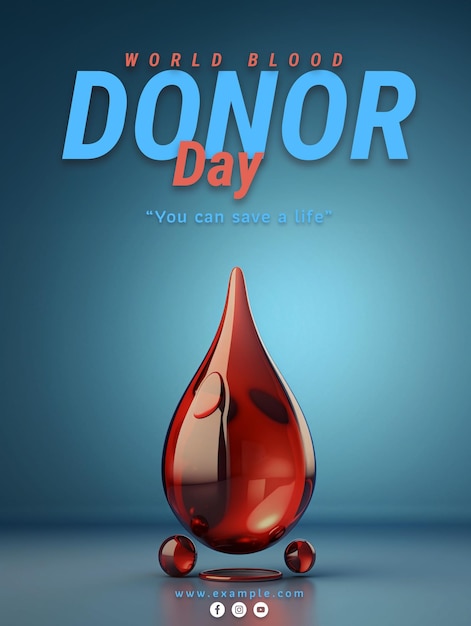 World blood donor day blood drop symbol and blood donor campaign ideas PSD