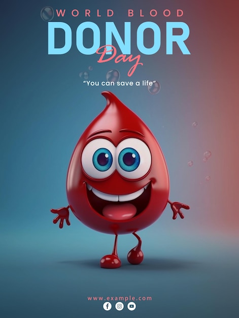 World blood donor day illustration world blood donor day post and medical graphic design PSD