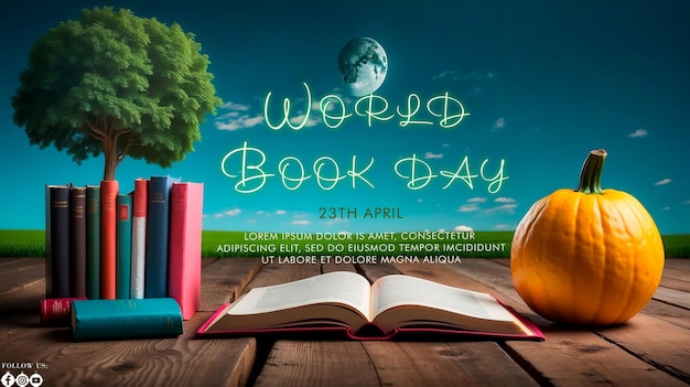 PSD world book day celebration invitation template