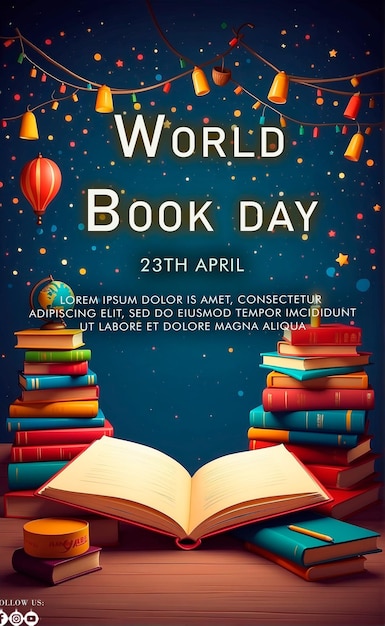 World book day celebration invitation template