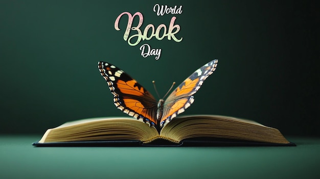 World Book Day Festival Book With Butterfly PSD File With Text