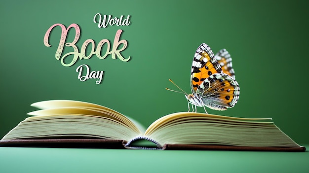 World Book Day Festival Book With Butterfly PSD File With Text