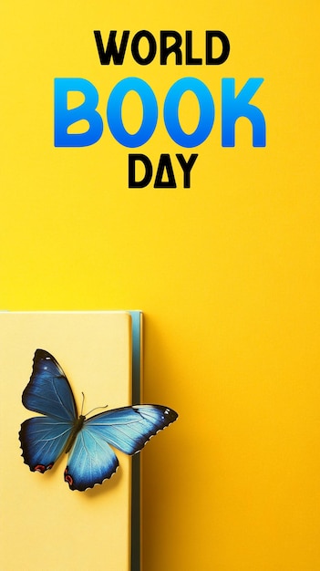 PSD world book day festival book with butterfly psd file with text