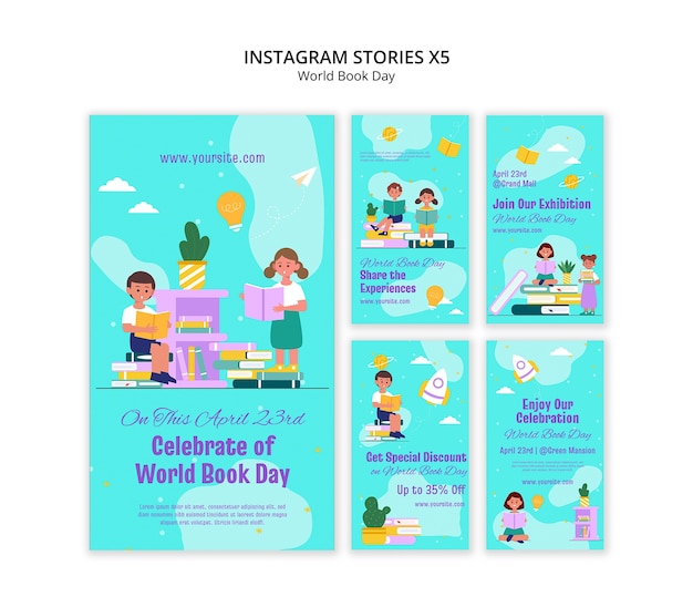 PSD world book day instagram stories