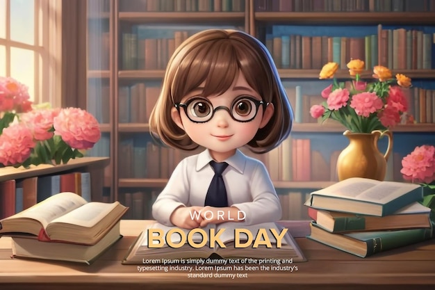 World book day psd banner design template