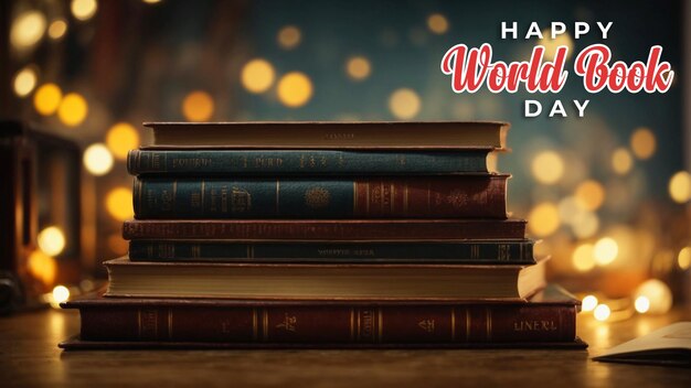 World book day special greeting card with a psd background