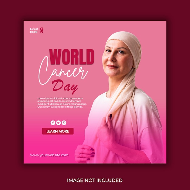 PSD world cancer awareness day social media post and instagram banner design template