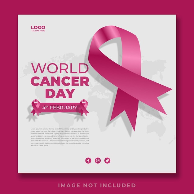 PSD world cancer day 3d and minimal pink social media post