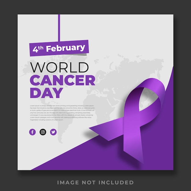 PSD world cancer day 3d purple social media post