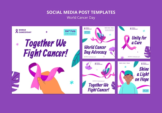 PSD world cancer day awareness instagram posts