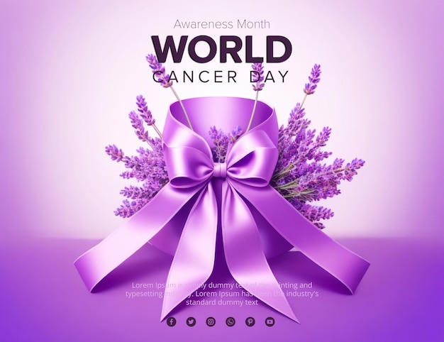 World cancer day background with ribbon