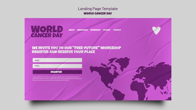 World cancer day landing page template