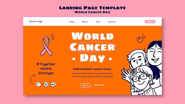 World cancer day landing page template