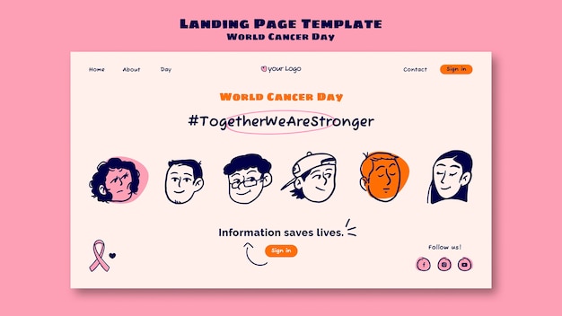 World cancer day landing page template