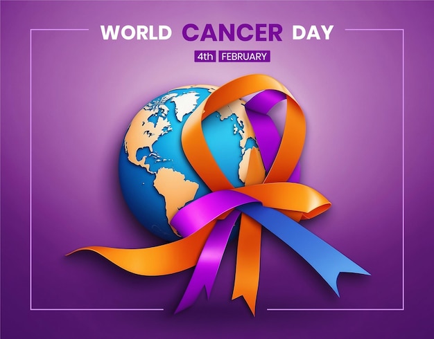 PSD world cancer day purple gradient background design psd