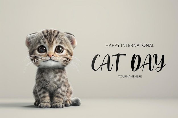 World Cat Day banner with a cute kitten background