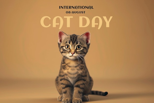 World Cat Day banner with a cute kitten background