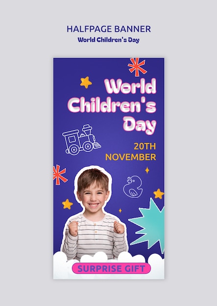 PSD world children's day halfpage banner template design