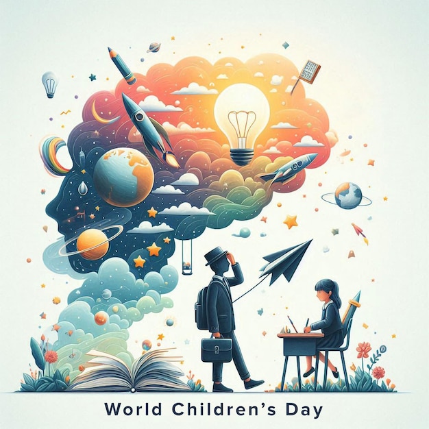 PSD world childrens day wishes post banner design template