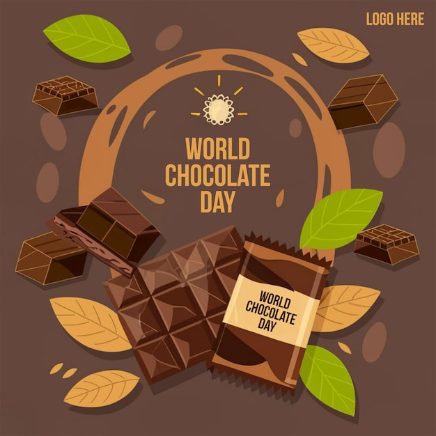 PSD world chocolate day poster design template