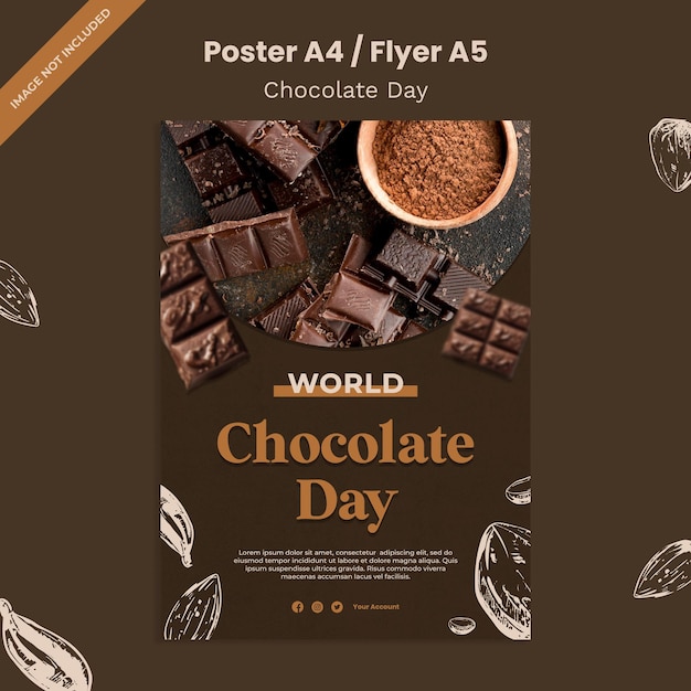 PSD world chocolate day poster template design