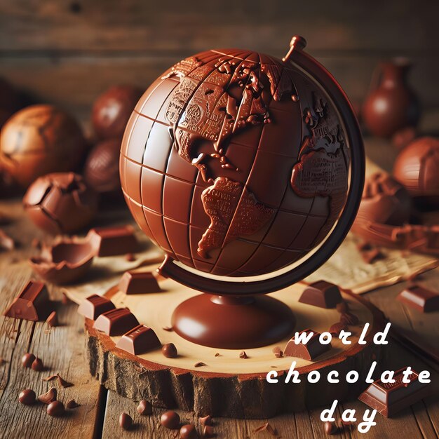 PSD world chocolate day poster template generated with ai