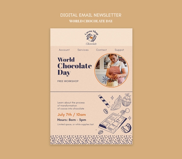 PSD world chocolate day template design