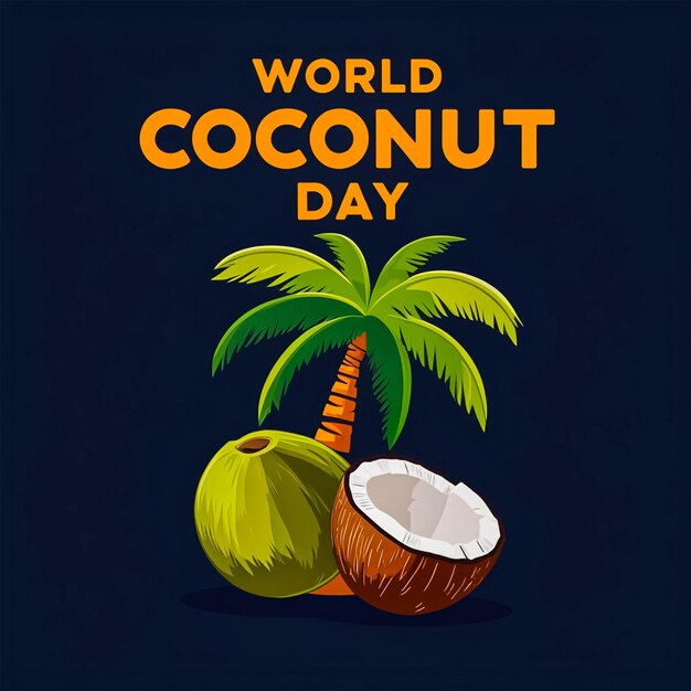 PSD world coconut day design for social media and web post