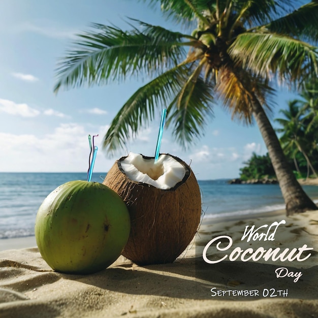 PSD world coconut day poster design