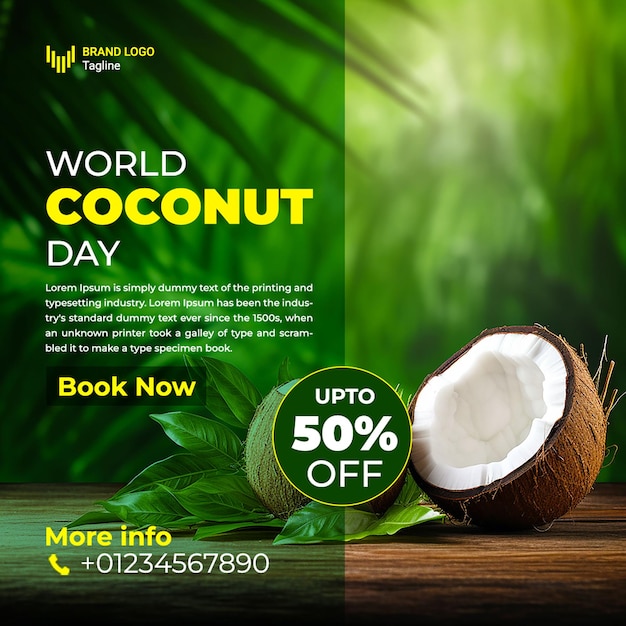 World Coconut Day Social Media Post template