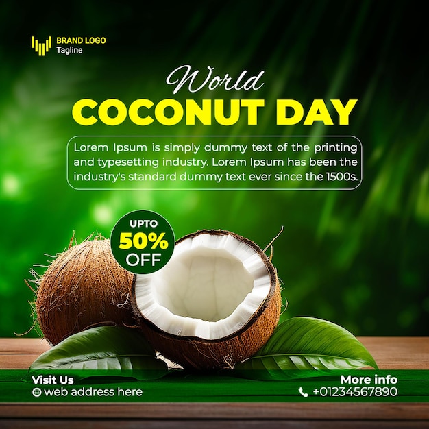 World Coconut Day Social Media Post template