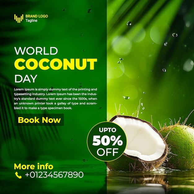 World Coconut Day Social Media Post template