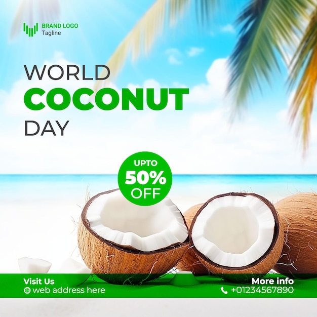 World Coconut Day Social Media Post template