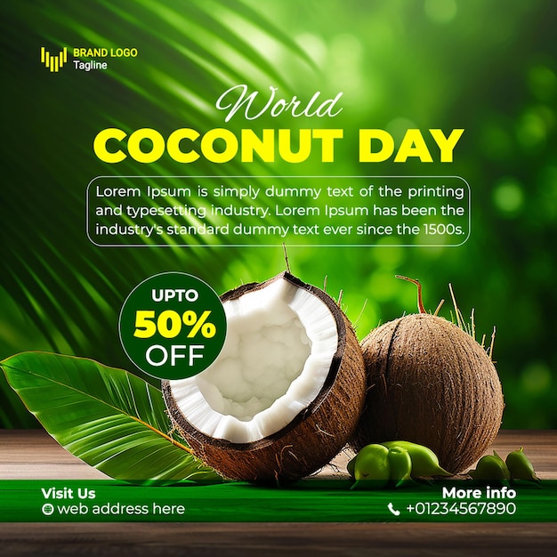 World Coconut Day Social Media Post template