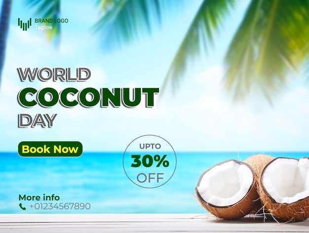 World Coconut Day Social Media Post template