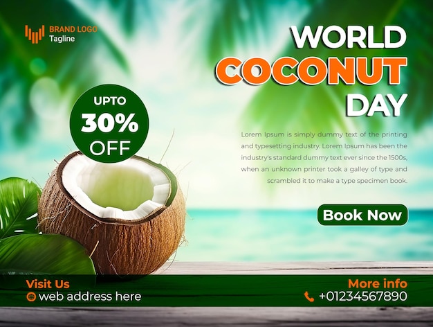 World Coconut Day Social Media Post template