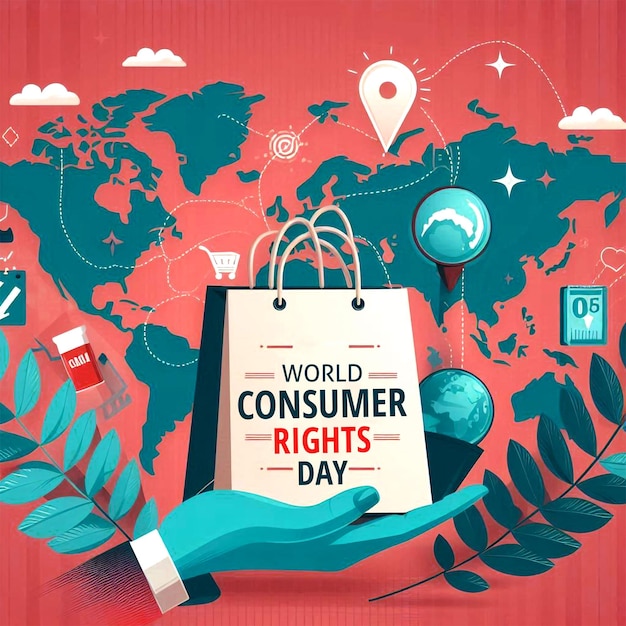 PSD world consumer day illustration for promotion or poster