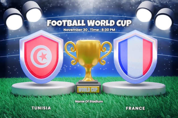 World cup group stage matches Tunisia vs France scoreboard broadcast or world cup soccer template