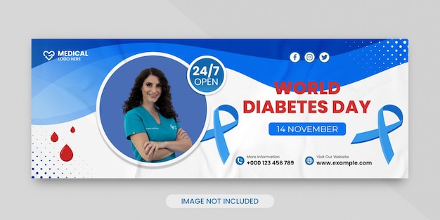 World diabetes day banner promotion and facebook cover template