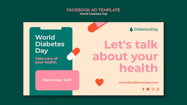 PSD world diabetes day facebook template