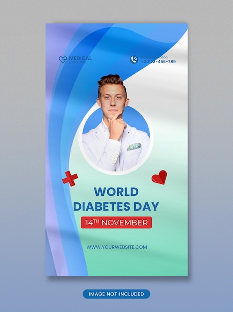 World diabetes day social media post and instagram story promotion template