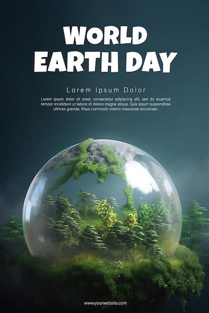 World Earth Day Illustration A Transparent Earth Globe with Forest Tree Inside the Globe